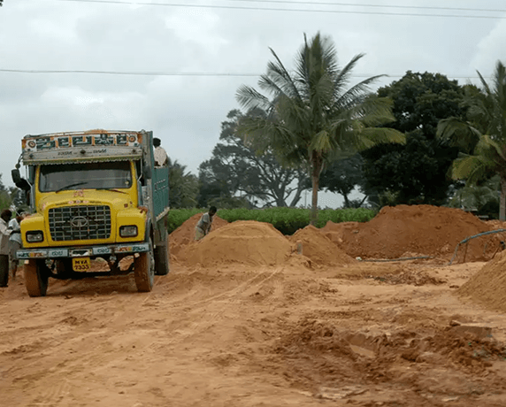 Truck loaded with silt